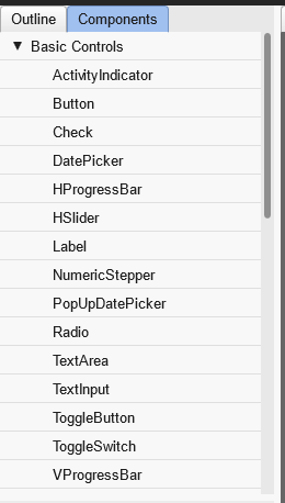 Screenshot: Components Tabs